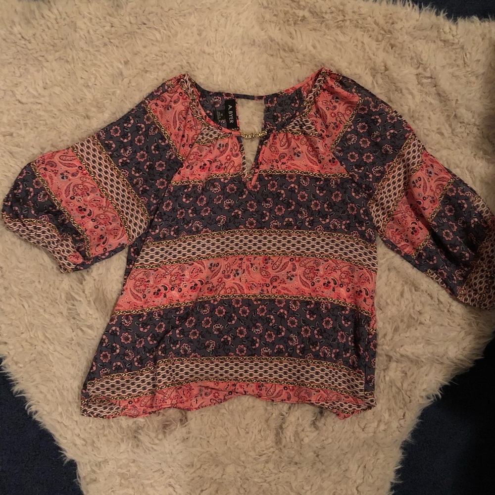 Striped, floral, paisley long sleeve shirt